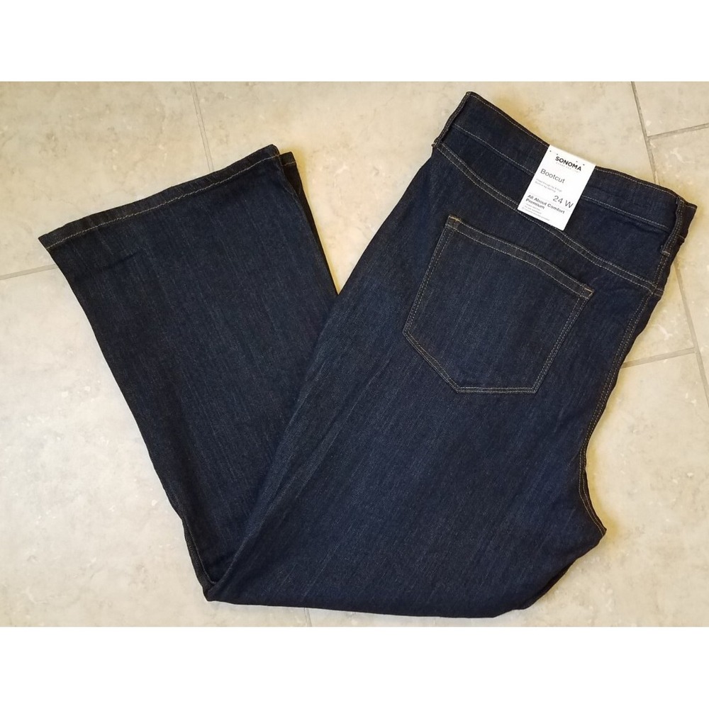 Sonoma Good for Life‎ Bootcut Jeans Women 24W Denim Dark Blue Stretch Pants NEW